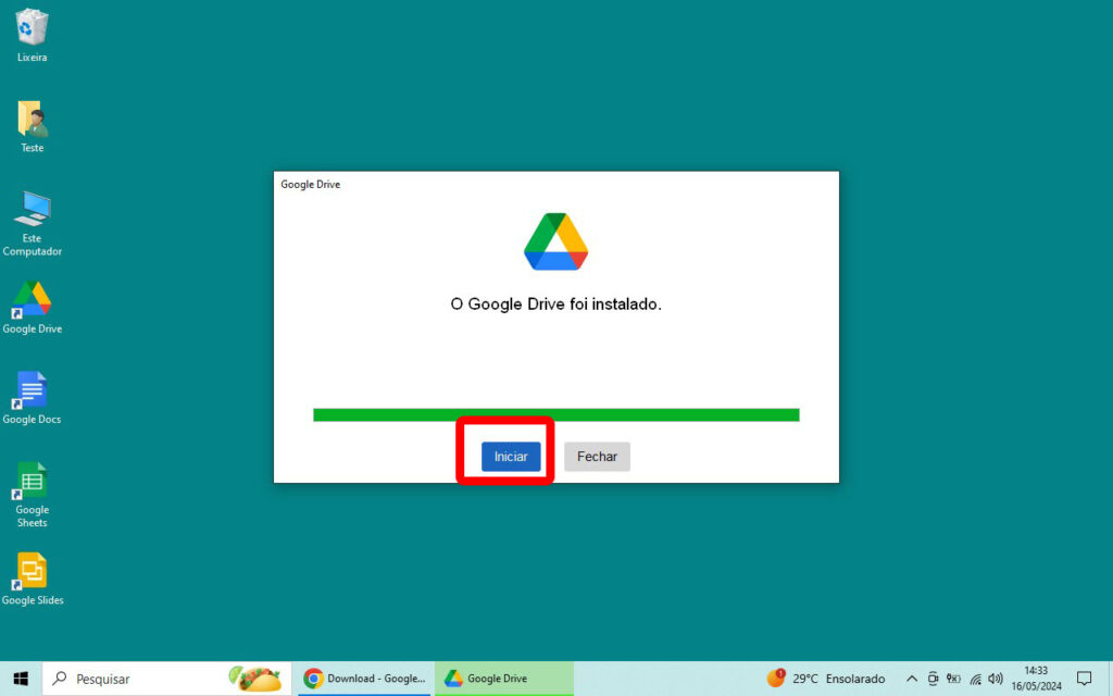 Google Drive no Computador Iniciar