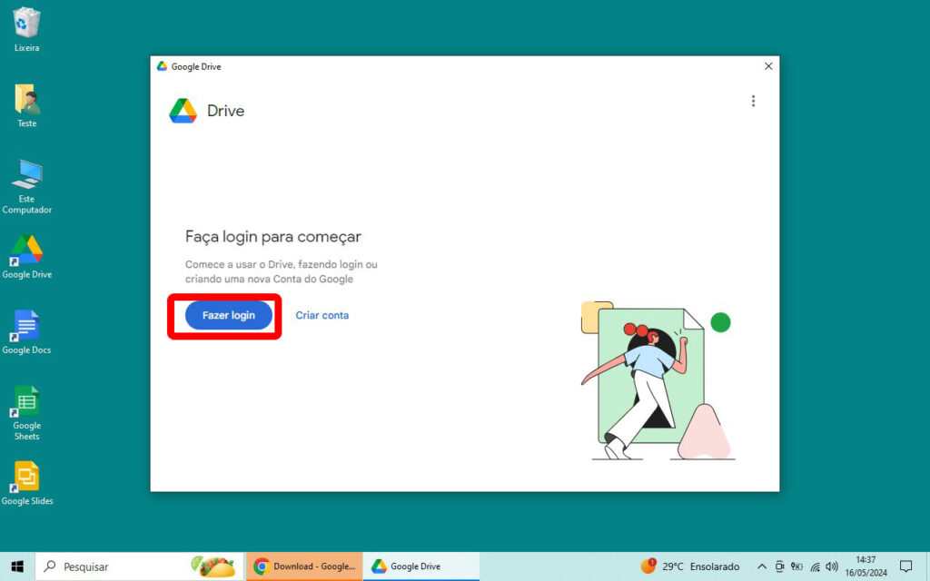 Google Drive no Computador  Fazer Login