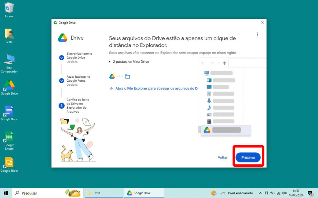 Google Drive no Computador verificação